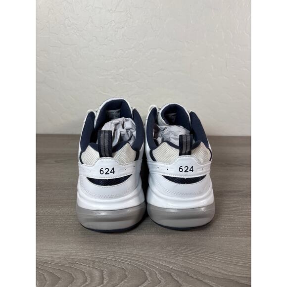 Mens New Balance 624 V2 White Navy Blue Athletic Running Shoes MX624WN2 Size 15 - Picture 6 of 8